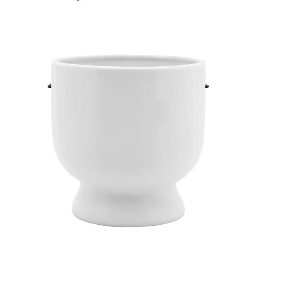 Face with glasses 6in ceramic planter white